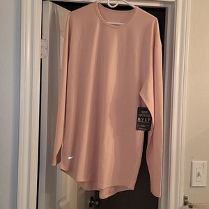 Long-sleeved Pink BYLYT Athletic Drop Cut Shirt